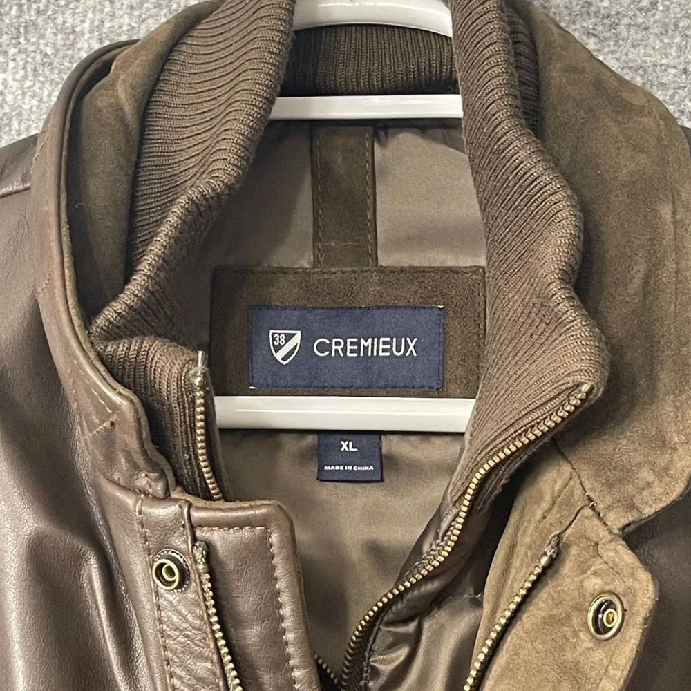 Cremieux‎ Mens XL Brown Genuine Leather Suede Mixed Media Vest Placket Hunting